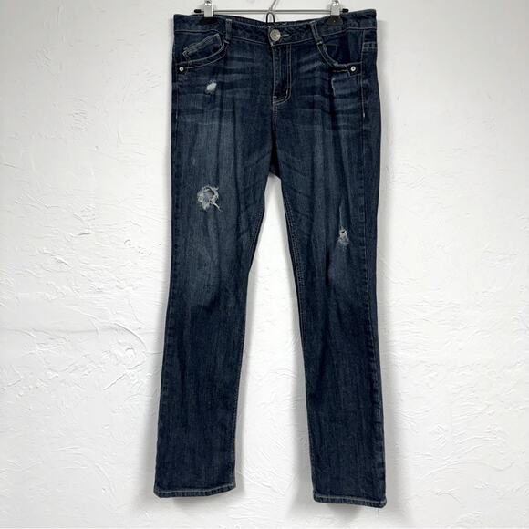 Democracy Blue Patriot Straight Leg Jeans Womens 10 Denim Mid Rise Zip Fly - Picture 1 of 10